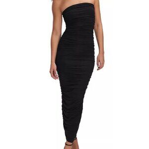 Good American Ruched Tube Maxi Dress Women Size 0 NWT Bodycon Green